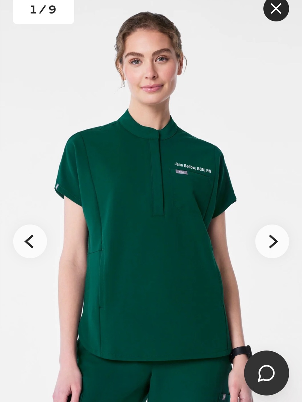 Figs Montex Relaxed Scrub Top. NWT forest green